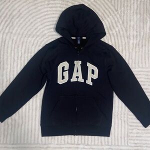 GAP Kids Dark Navy Zip-Up Hoodie with White Logo